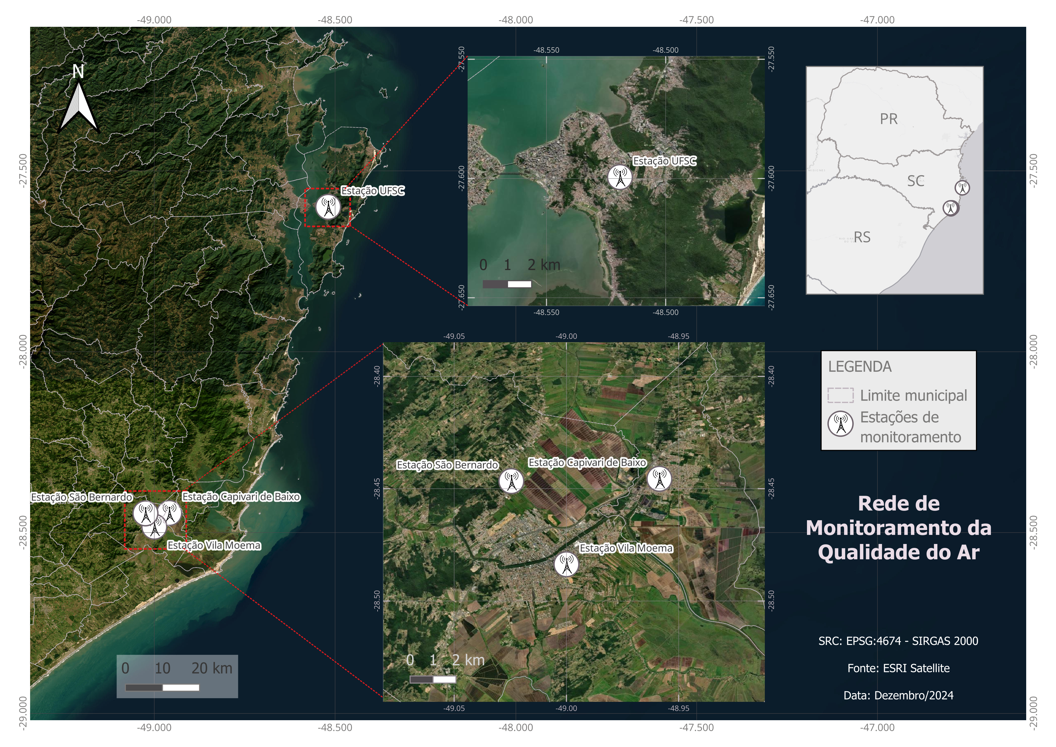 Layout Mapa Rede de Monitoramento da Qualidade do Ar